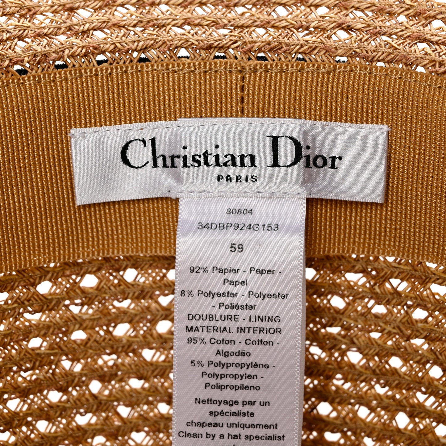Straw Embroidered D-Bobby Large Brim Hat 59 Natural