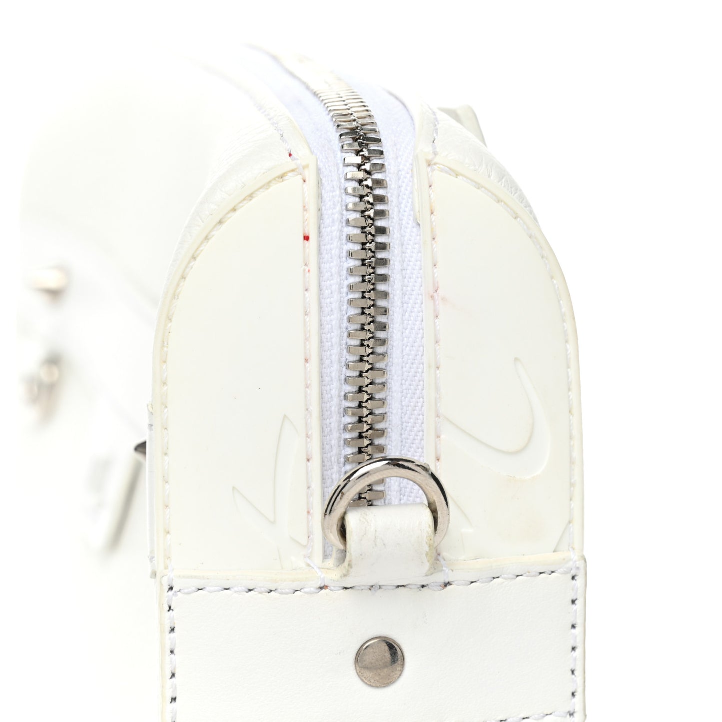 Grained Calfskin Rubber Ruisbuddy Messenger Bag White