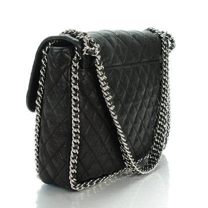 Chanel Crumpled Lambskin Quilted Maxi Chain Around Flap Black 3 of 7
