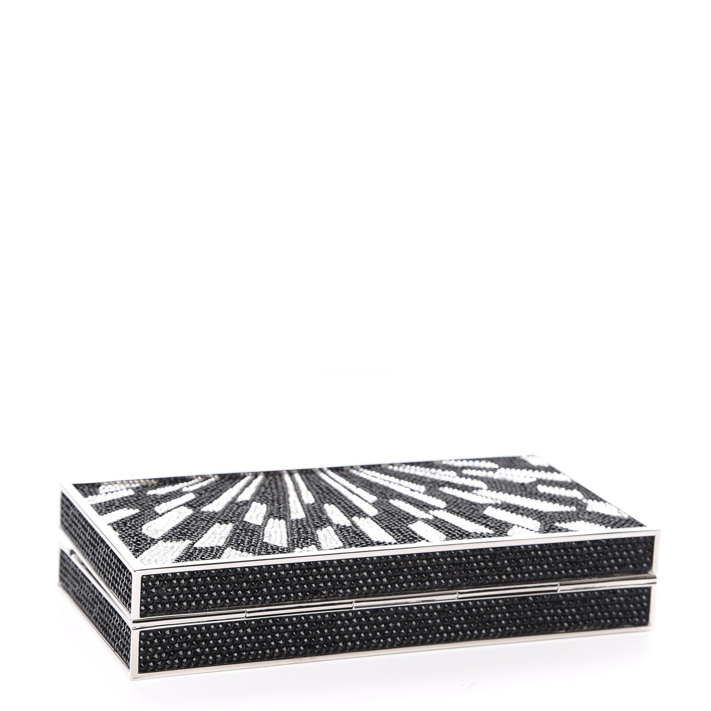 Crystal Minaudiere Clutch Black Silver