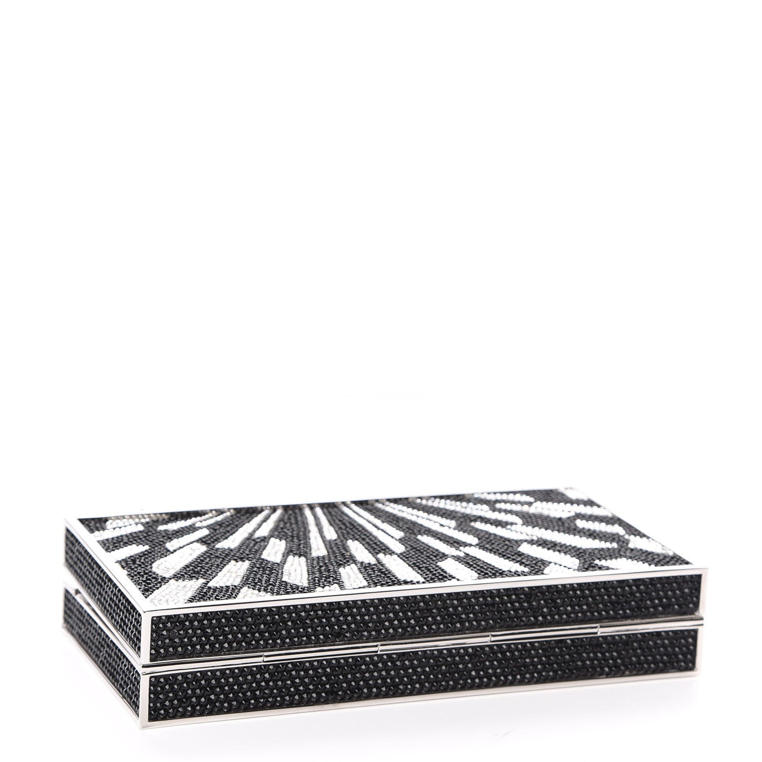 Judith Leiber Crystal Minaudiere Clutch Black Silver 4 of 10