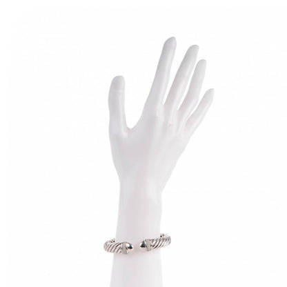 David Yurman Sterling Silver Pave Diamond 10mm Sculpted Cable Bracelet Medium 2 of 4