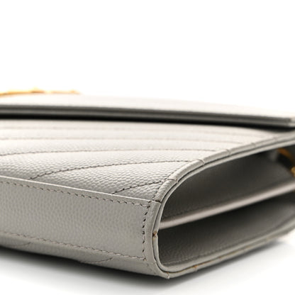 Saint Laurent Grain De Poudre Matelasse Chevron Monogram Chain Wallet Fog 11 of 12