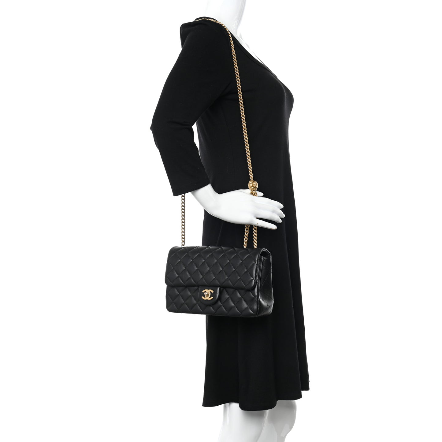 Lambskin Quilted Small Sweet Camellia Flap Black