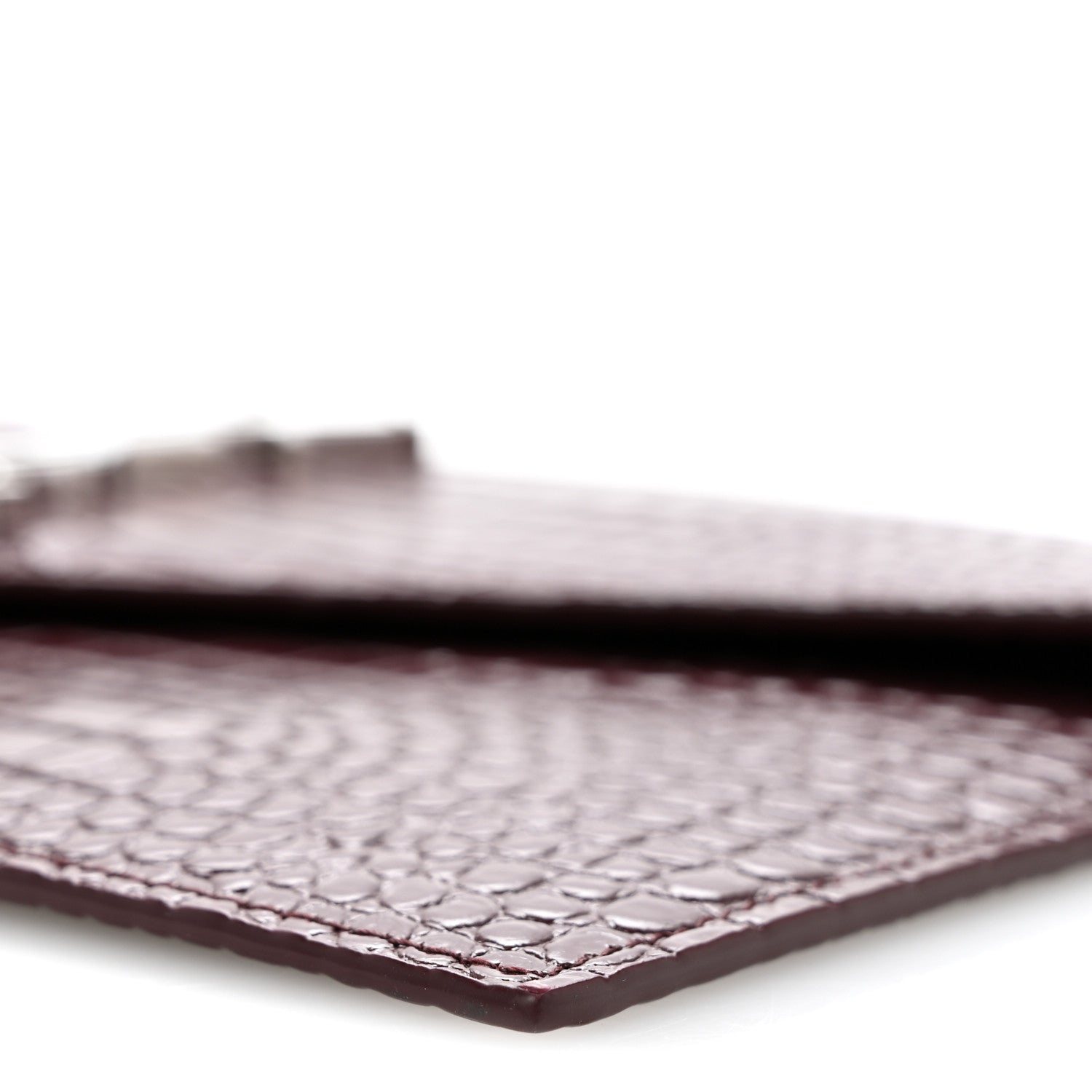 Saint Laurent Calfskin Crocodile Embossed Uptown Monogram Clutch Rouge Legion 10 of 12