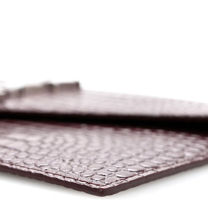 Saint Laurent Calfskin Crocodile Embossed Uptown Monogram Clutch Rouge Legion 10 of 12