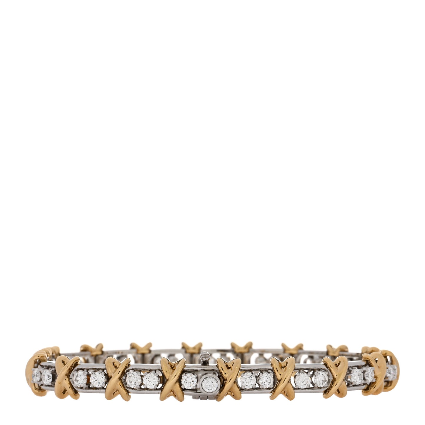 Platinum 18K Yellow Gold Diamond Schlumberger Thirty Six Stone Bracelet