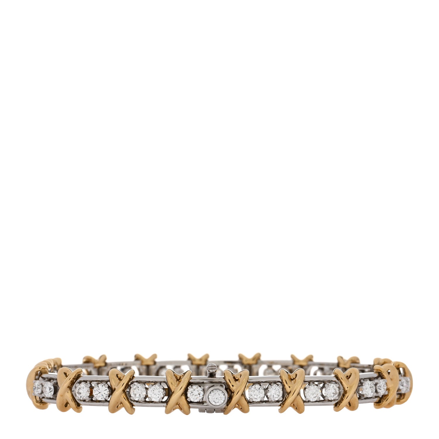 Tiffany Platinum 18K Yellow Gold Diamond Schlumberger Thirty Six Stone Bracelet 2 of 4