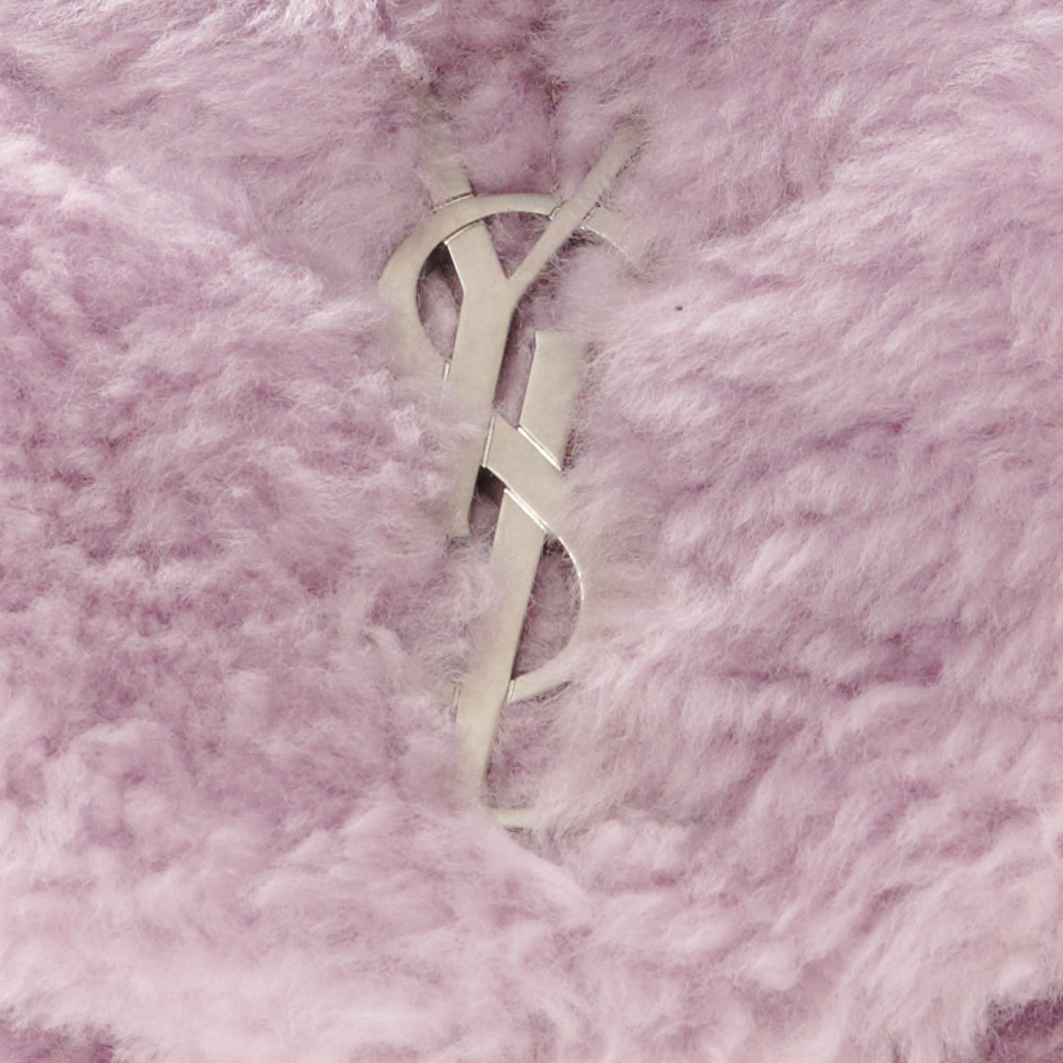 Saint Laurent Merino Shearling Lambskin Quilted Small Loulou Puffer Monogram Chain Satchel Glycine 9 of 11