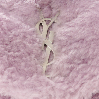 Saint Laurent Merino Shearling Lambskin Quilted Small Loulou Puffer Monogram Chain Satchel Glycine 9 of 11