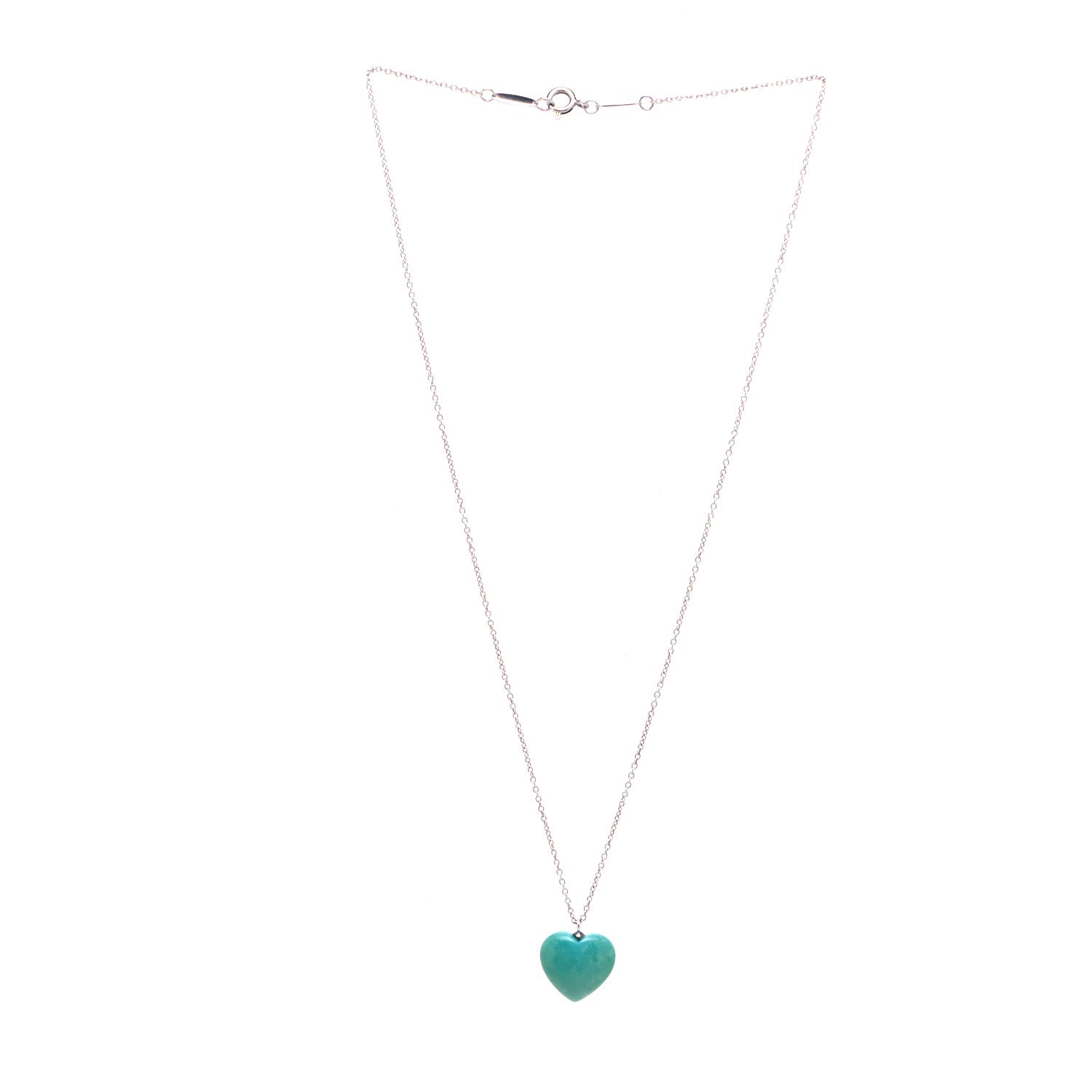 Tiffany Sterling Silver Turquoise Heart Pendant Necklace 2 of 5