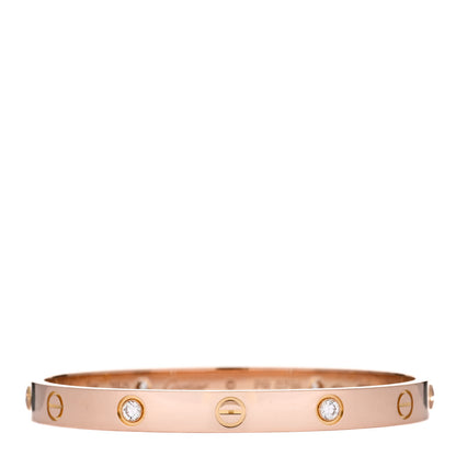 Cartier 18K Pink Gold 4 Diamond LOVE Bracelet 17 1 of 6