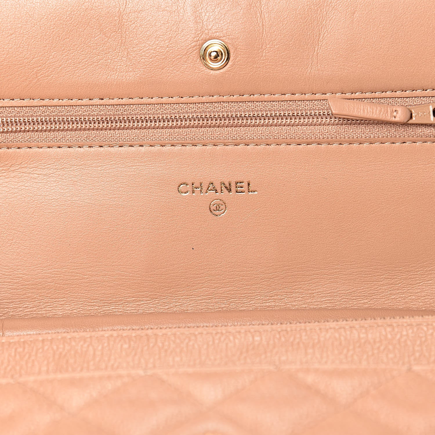 Chanel Letter Calfskin Embossed Quilted Wallet On Chain WOC Beige 2 of 15