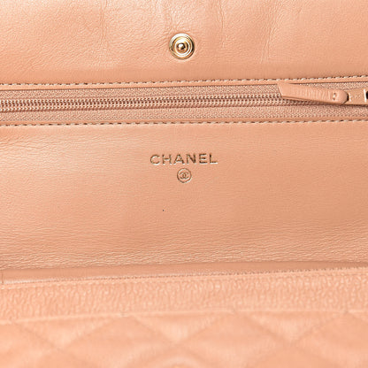 Chanel Letter Calfskin Embossed Quilted Wallet On Chain WOC Beige 2 of 15