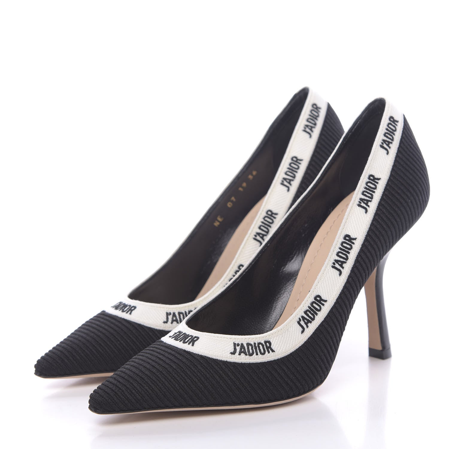 Christian Dior Technical Canvas Ribbon Embroidered J'Adior 100mm Pumps 36 Black 3 of 9