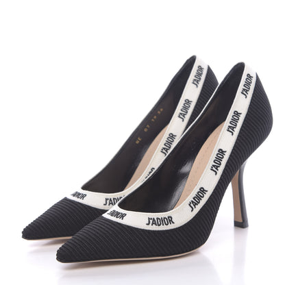 Christian Dior Technical Canvas Ribbon Embroidered J'Adior 100mm Pumps 36 Black 3 of 9