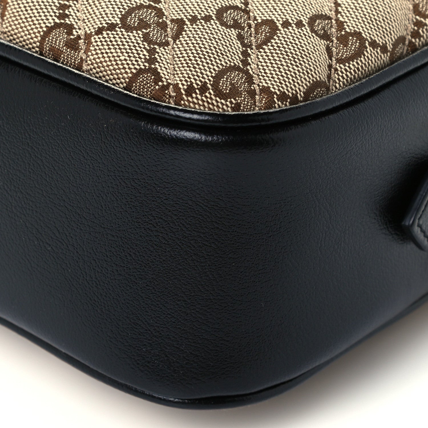 Gucci Monogram Matelasse Diagonal Small GG Marmont Chain Shoulder Bag Beige Black 11 of 12