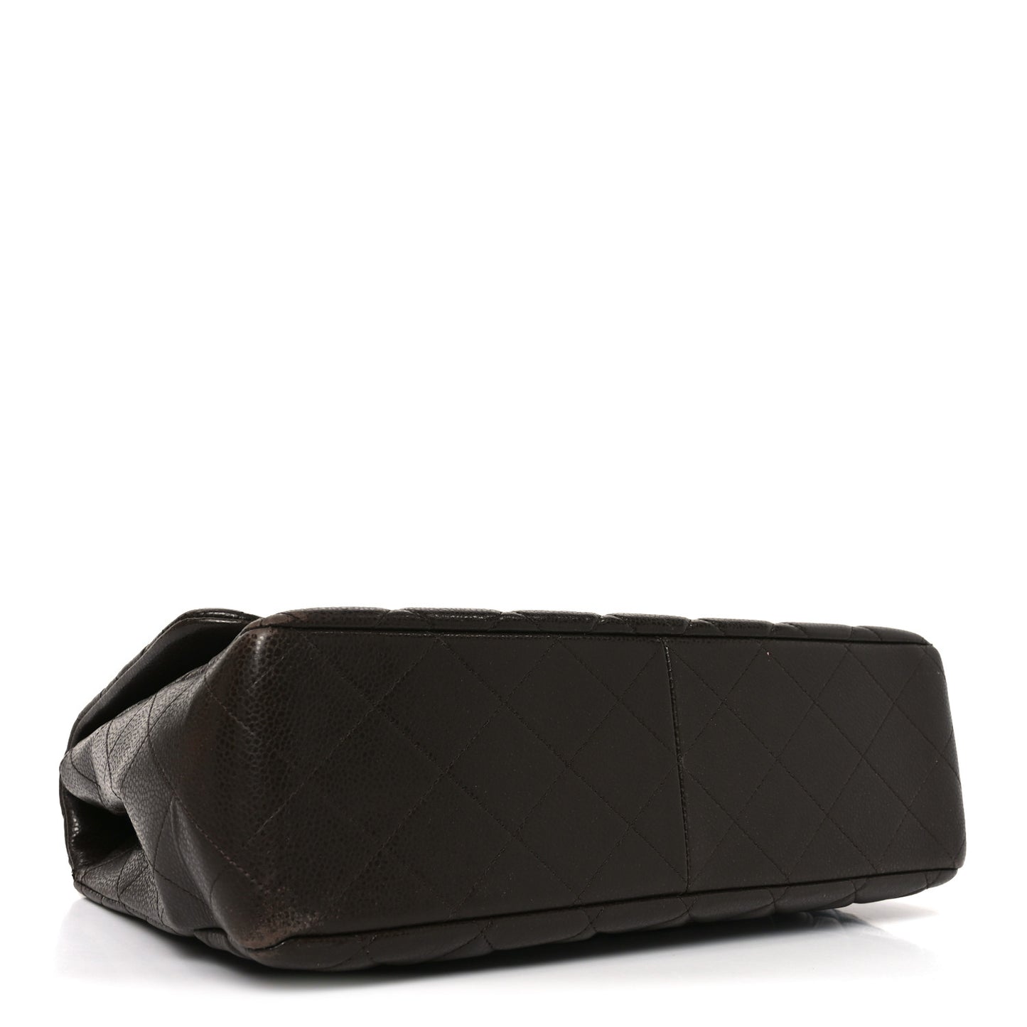 Caviar Quilted Jumbo Single Flap Dark Brown