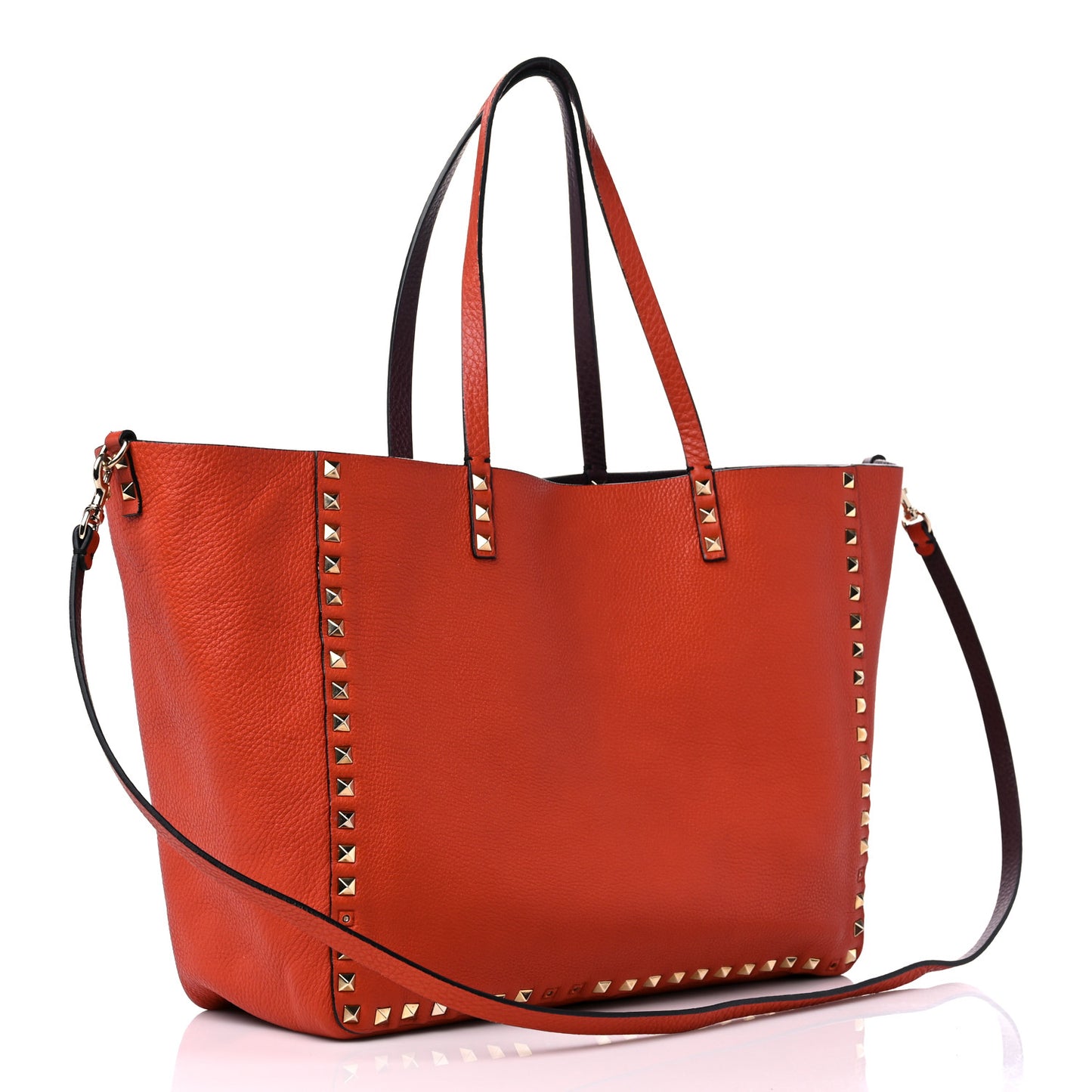 Grained Calfskin Rockstud Reversible Tote