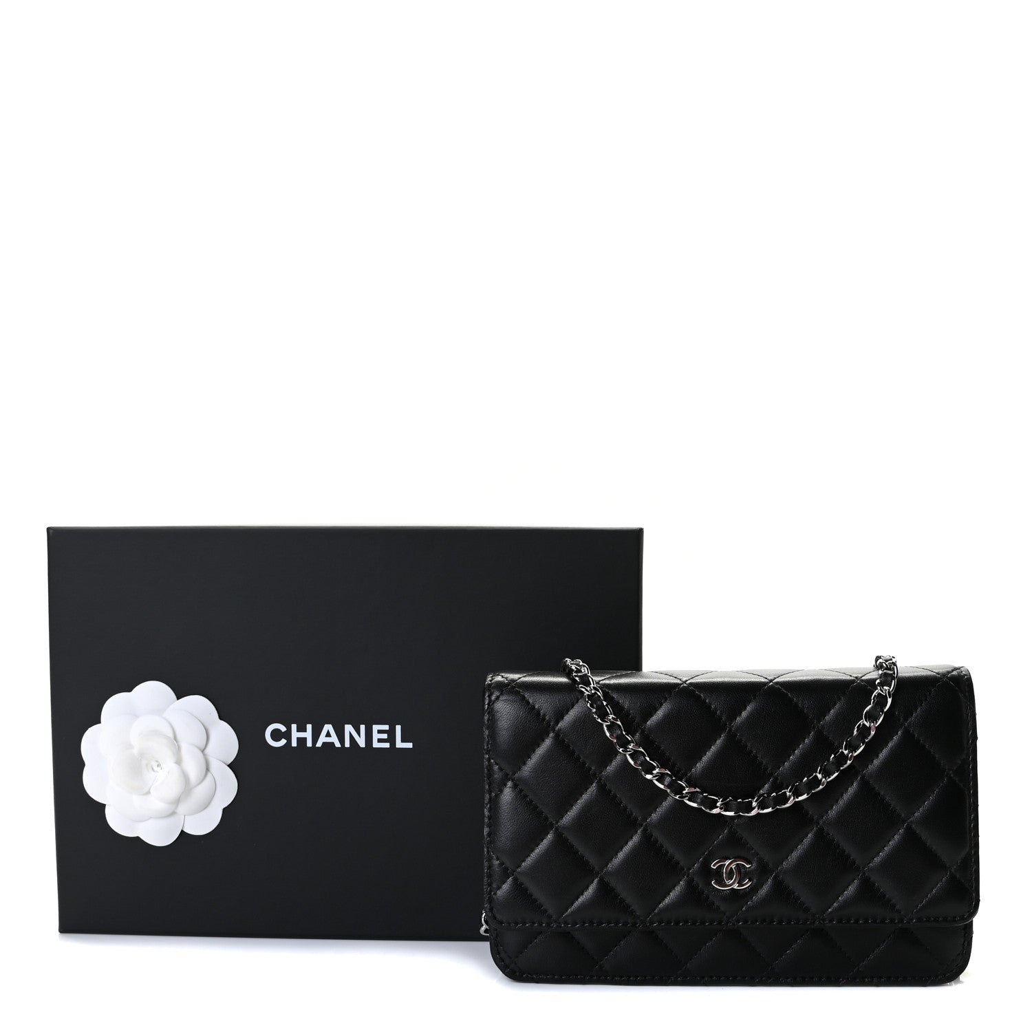 Chanel Lambskin Quilted Wallet On Chain WOC Black 7 of 8