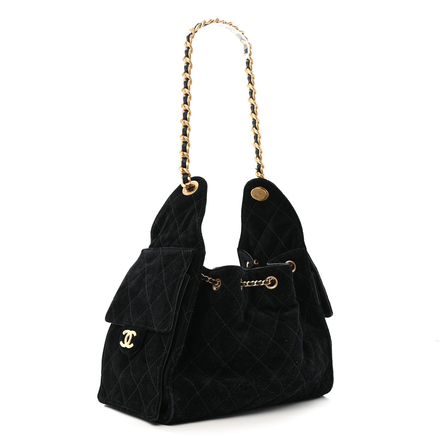 Chanel Suede Quilted Small Chanel 25 Handbag Black 3 of 13