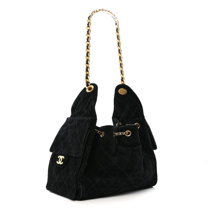 Chanel Suede Quilted Small Chanel 25 Handbag Black 3 of 13