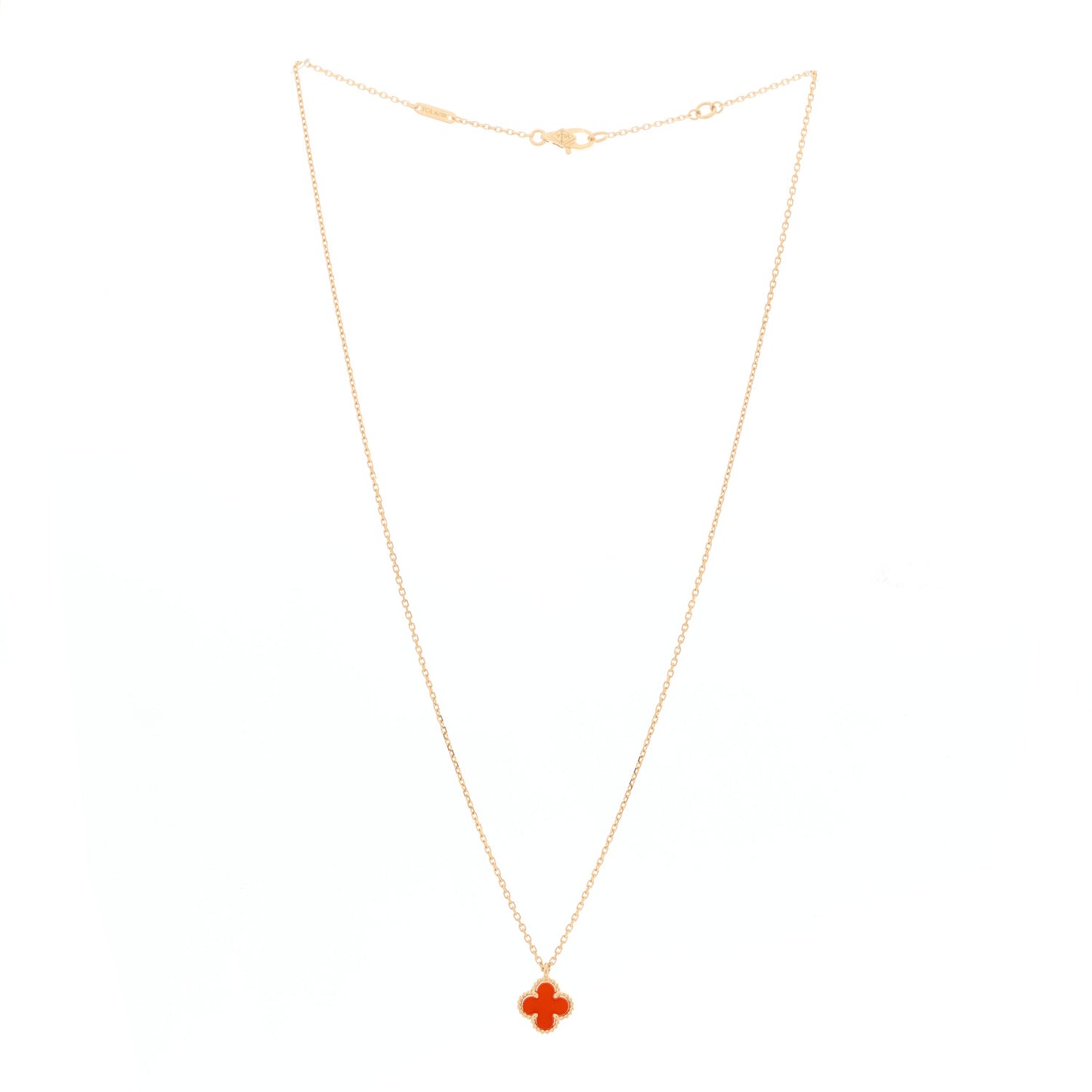 18K Rose Gold Carnelian Sweet Alhambra Pendant Necklace
