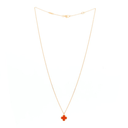Van Cleef & Arpels 18K Rose Gold Carnelian Sweet Alhambra Pendant Necklace 3 of 6