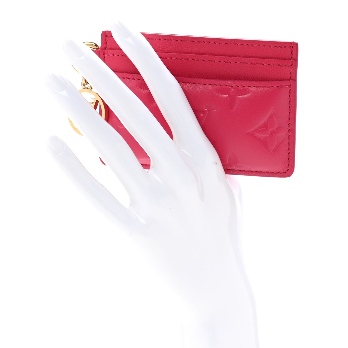 Lambskin Embossed Monogram Coussin Card Holder Bougainvillier
