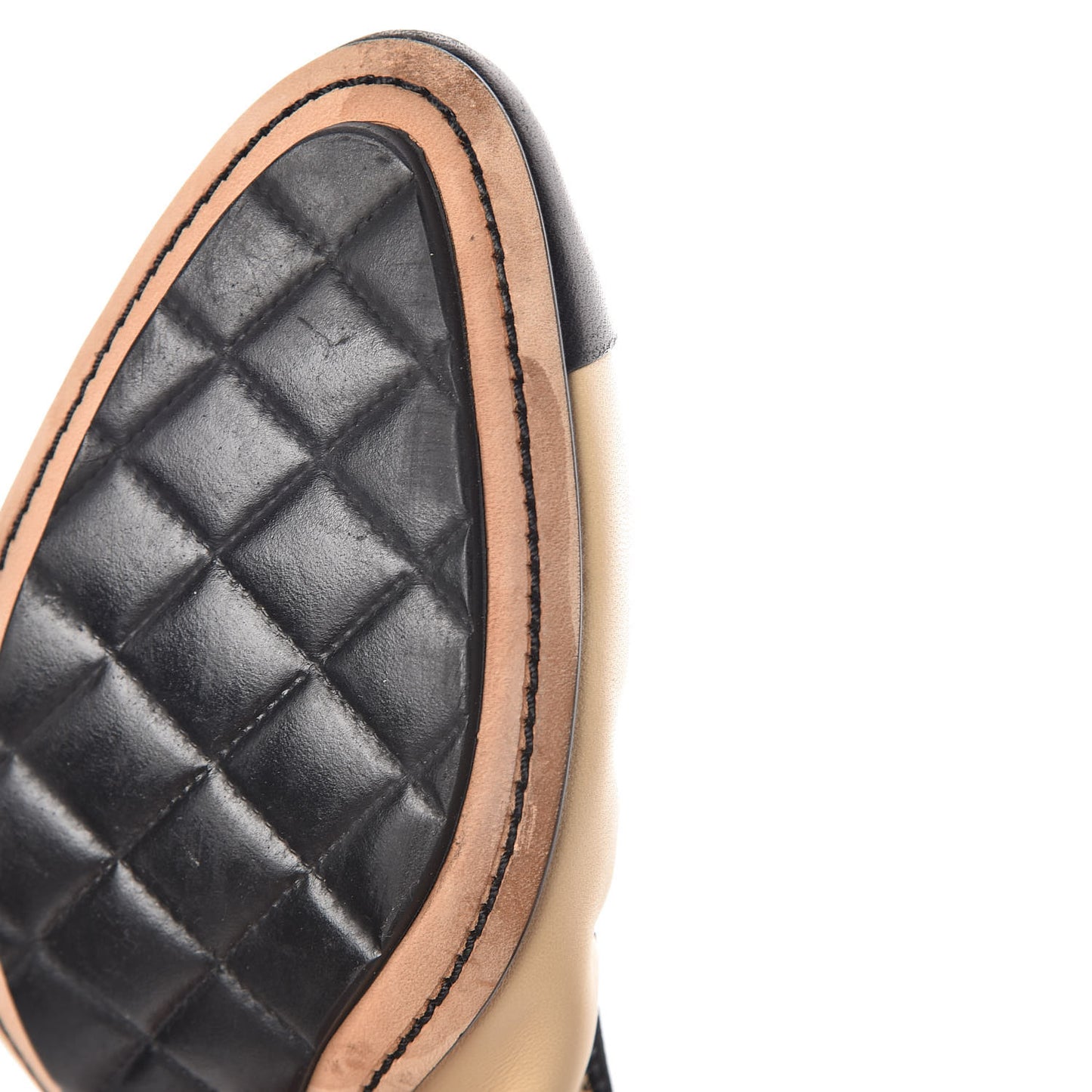 Lambskin Patent CC Elastic Stretch Pumps 41.5 Beige Black
