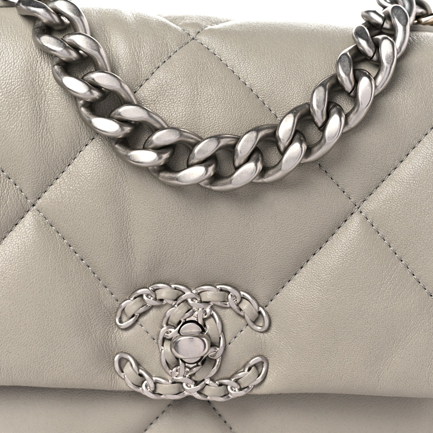 Chanel Goatskin Quilted Medium Chanel 19 Flap Grey 14 of 15