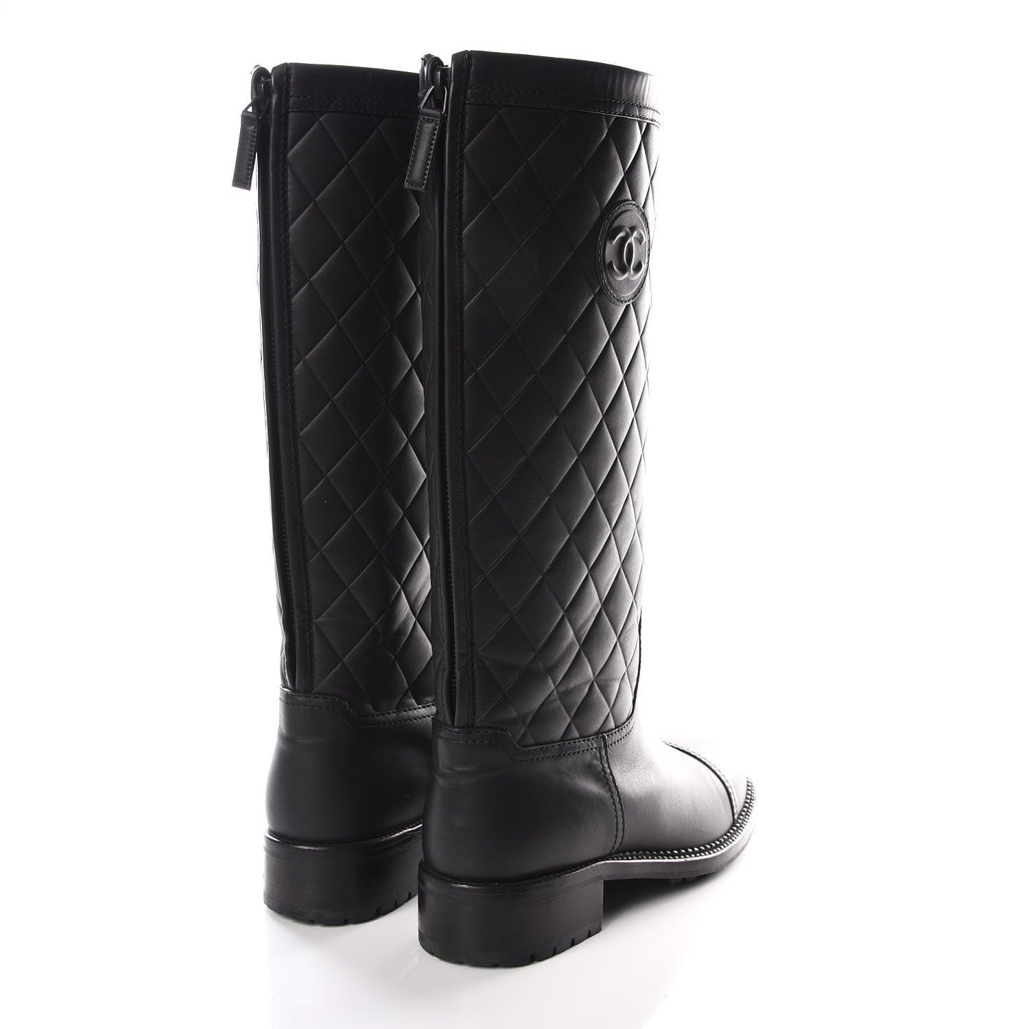 Chanel Oily Calfskin Quilted High Boots 40 Black 4 of 8