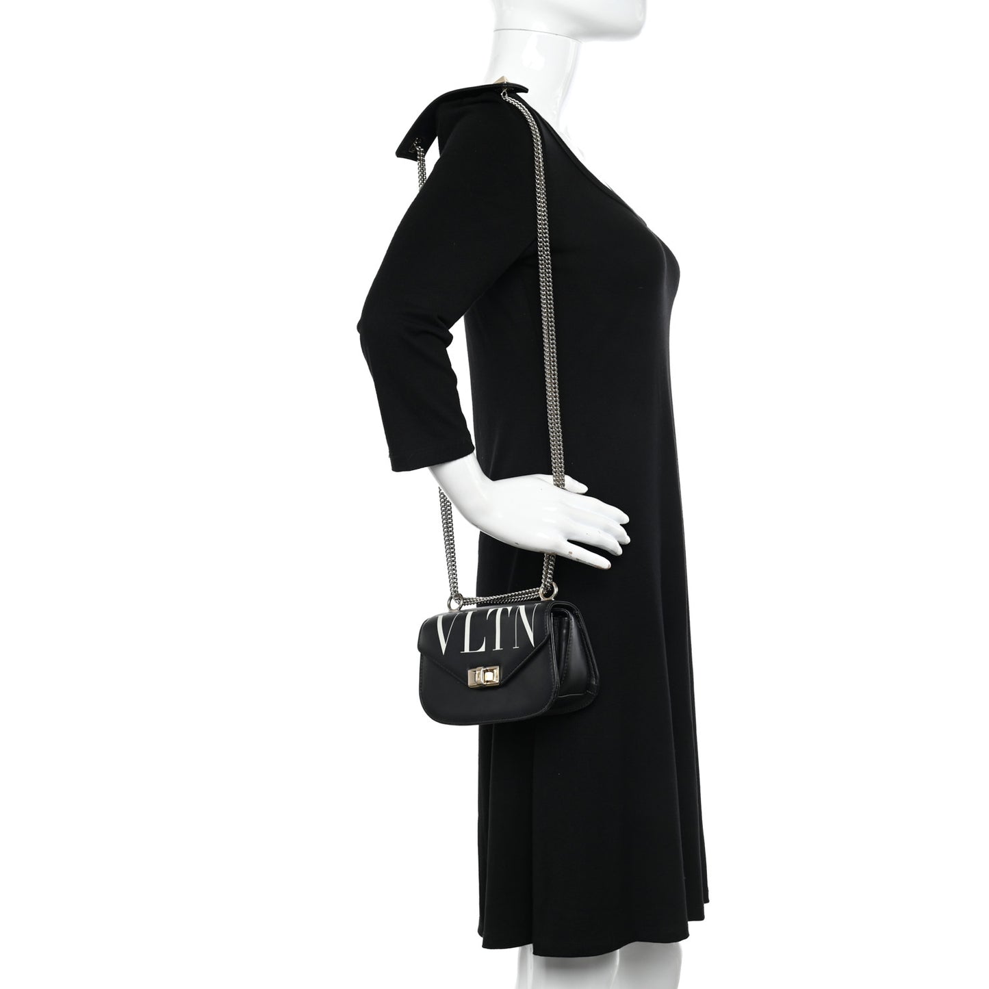 Calfskin VLTN Small Shoulder Bag Black