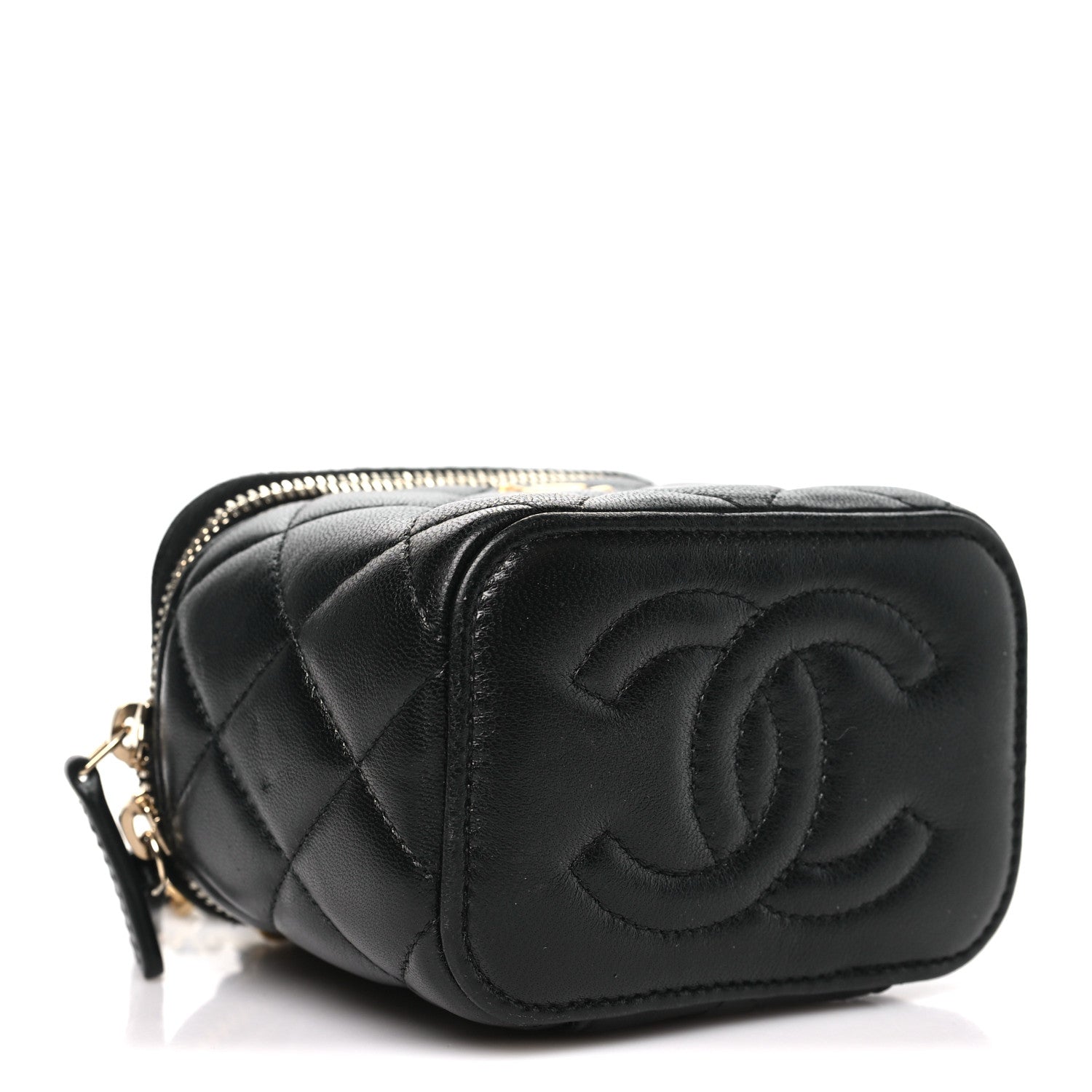 Chanel Lambskin Quilted Mini Pearl Crush Vanity Case With Chain Black 4 of 12