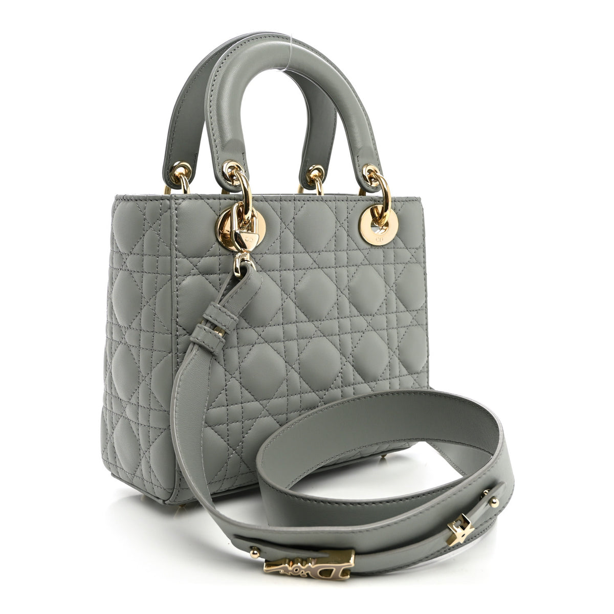Christian Dior Lambskin Cannage Small My ABCDior Lady Dior Grey 3 of 10