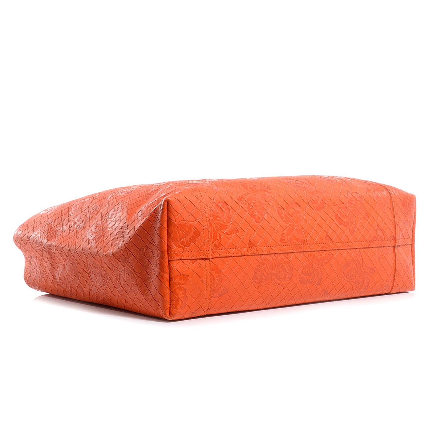 Calfskin Intrecciomirage Intarsio Large Tote Tangerine