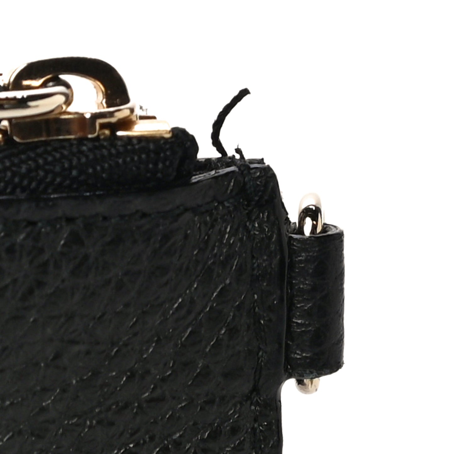 Calfskin Logo Embossed Card Holder On Chain Black