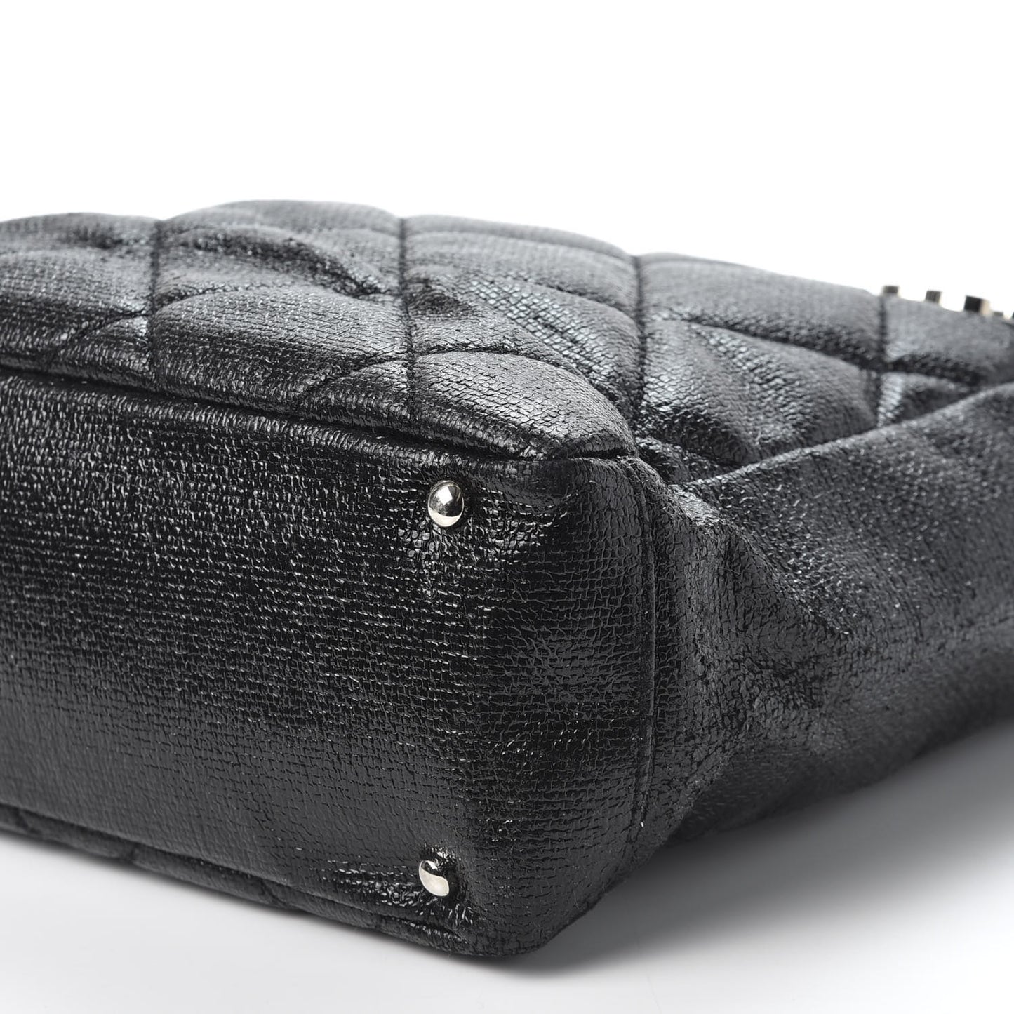 Coated Canvas Quilted Small Paris Biarritz Tote Black