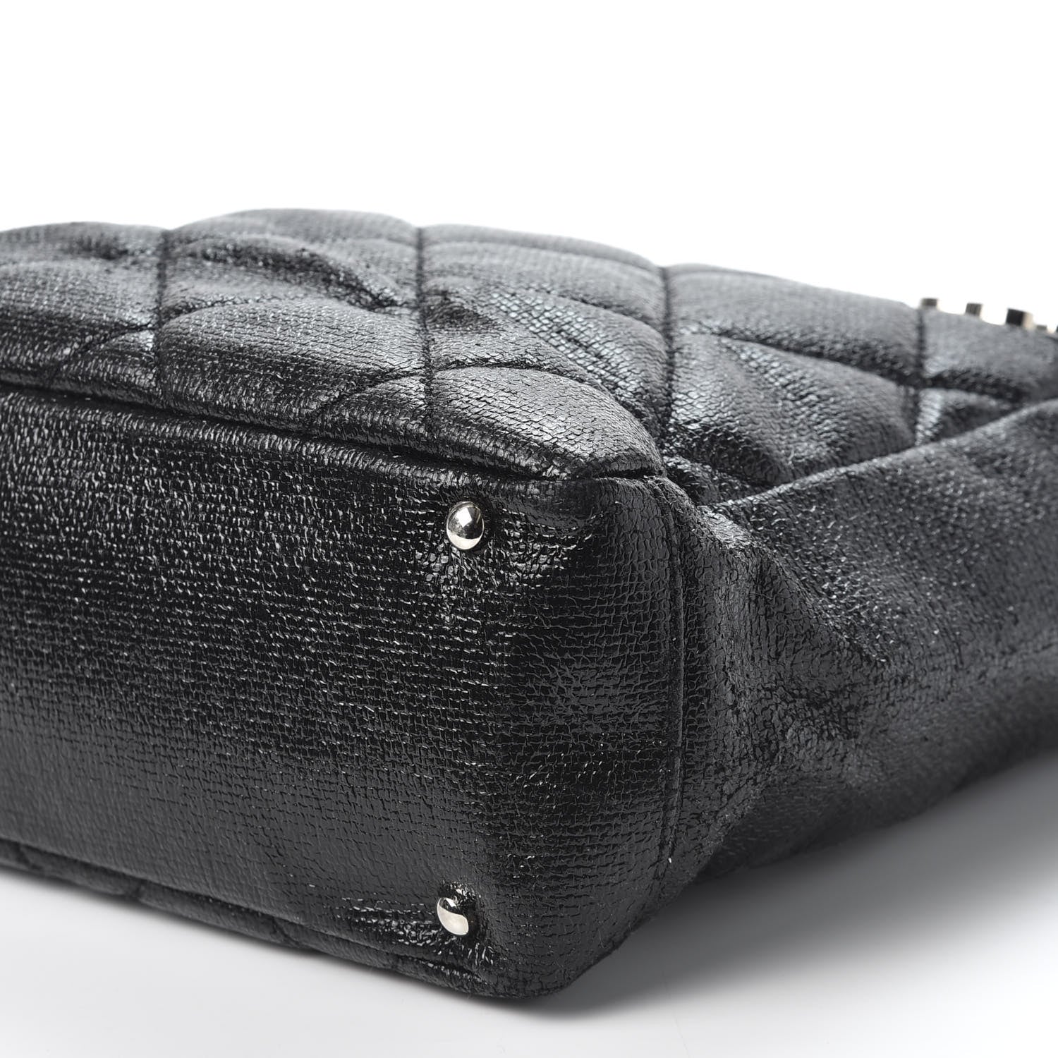 Chanel Coated Canvas Quilted Small Paris Biarritz Tote Black 6 of 10