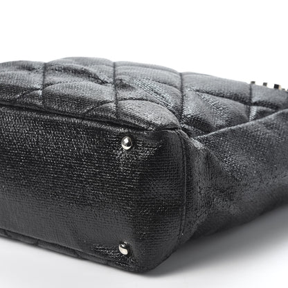 Chanel Coated Canvas Quilted Small Paris Biarritz Tote Black 6 of 10