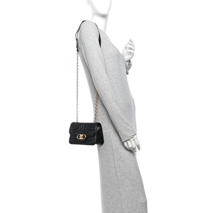 Salvatore Ferragamo Calfskin Quilted Gancini Flap Bag Black 2 of 11