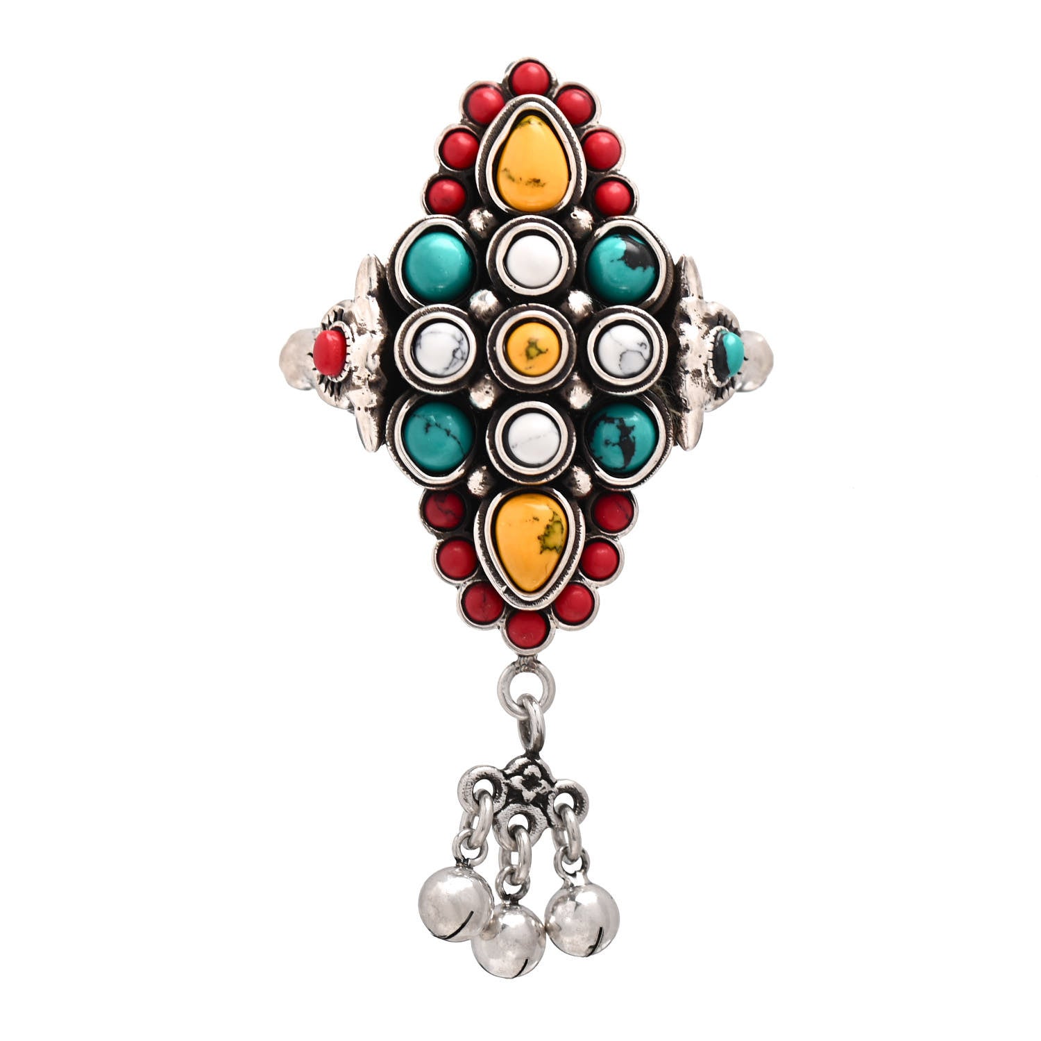 Gucci Sterling Silver Howlite Resin Anger Forest Ring 55 7.25 1 of 4