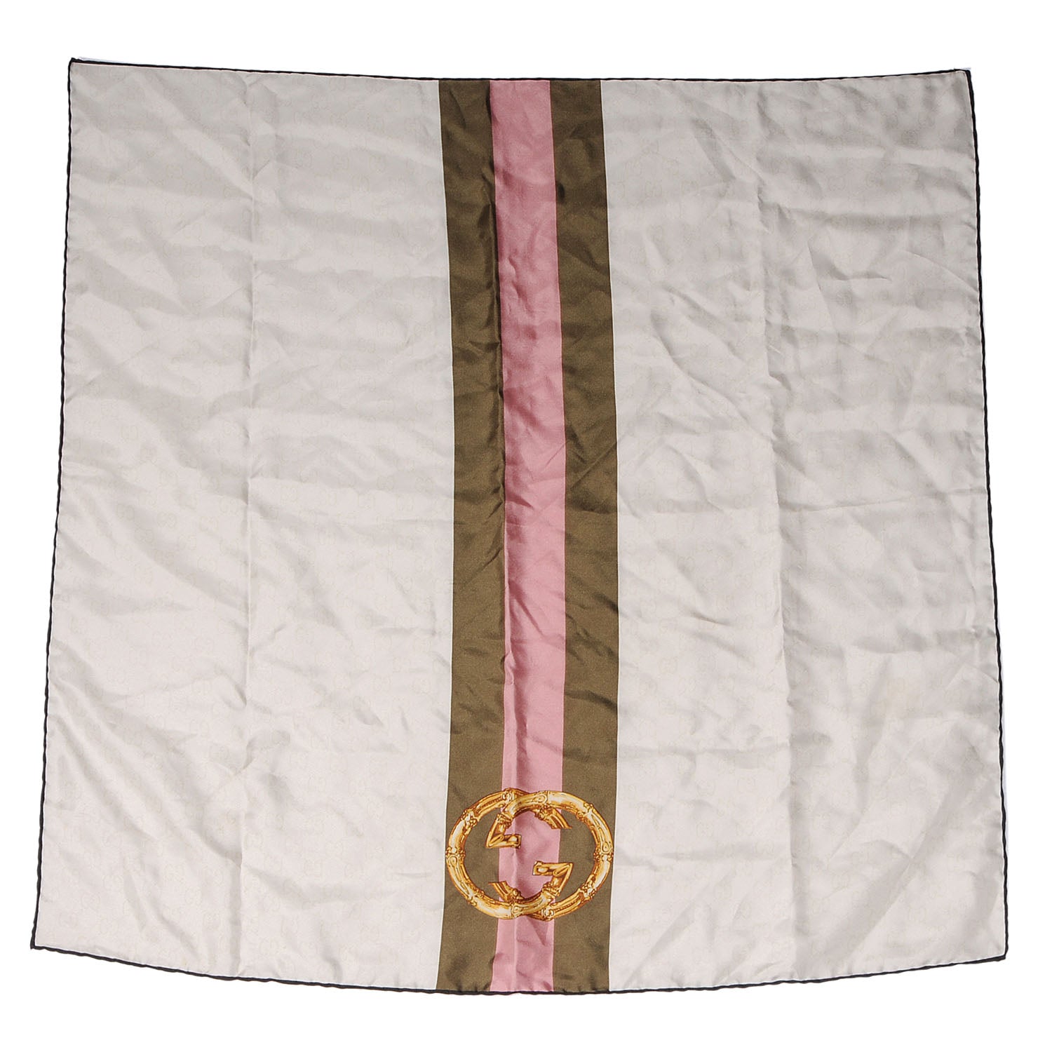 Gucci Silk Bamboo GG Web Print Scarf Ivory 3 of 4