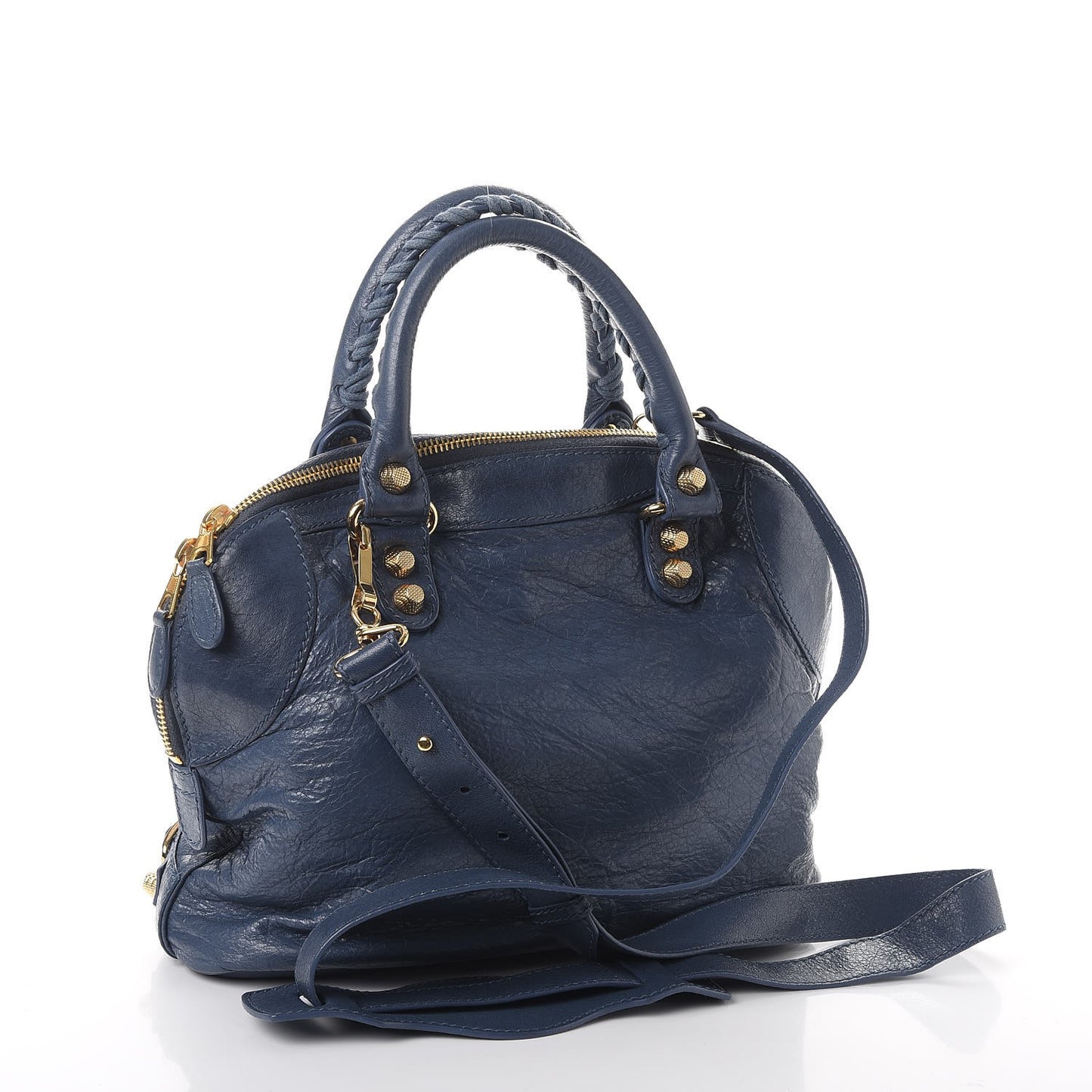 Agneau Giant 12 Gold Hardware Bowling Bag Bleu Persan