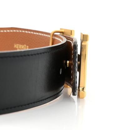 Hermes Box Epsom 32mm H Belt 80 32 Black Gold 5 of 6