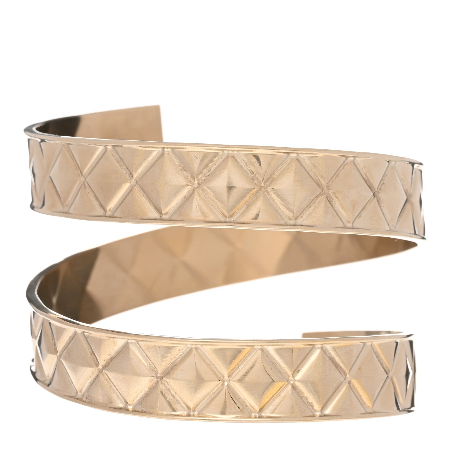 Chanel Quilted Logo Twist Bangle S Gold 3 of 4