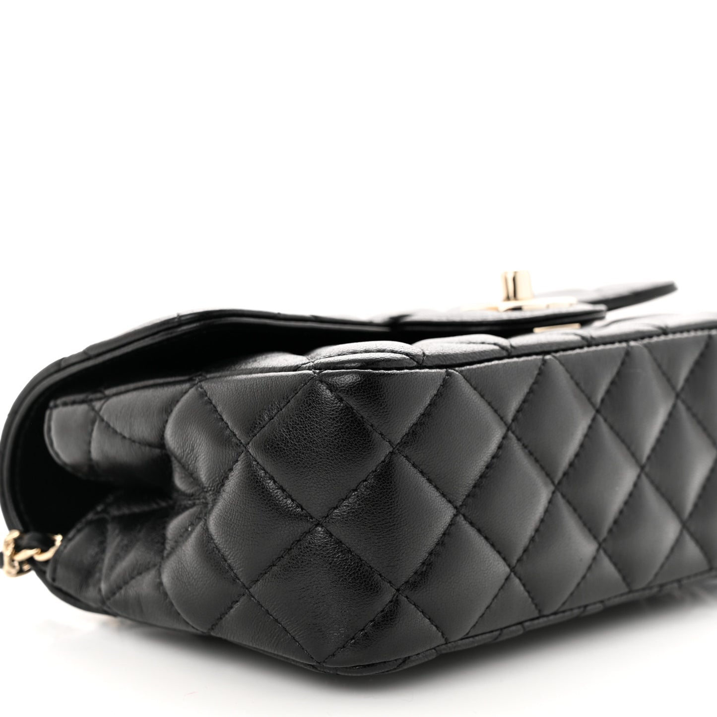 Lambskin Quilted Mini Crystal Top Handle Rectangular Flap Black