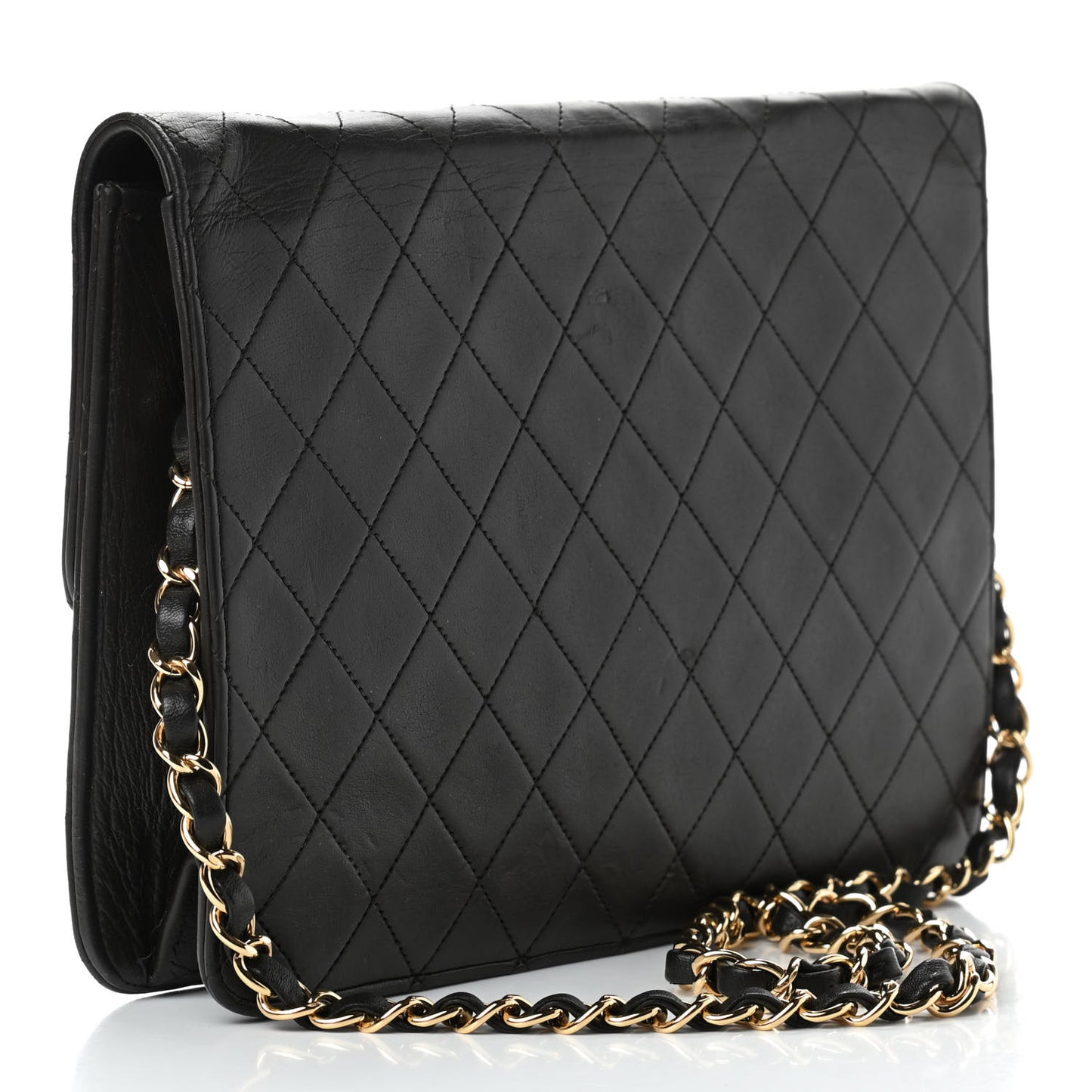 Lambskin Quilted Medium Single Flap Black