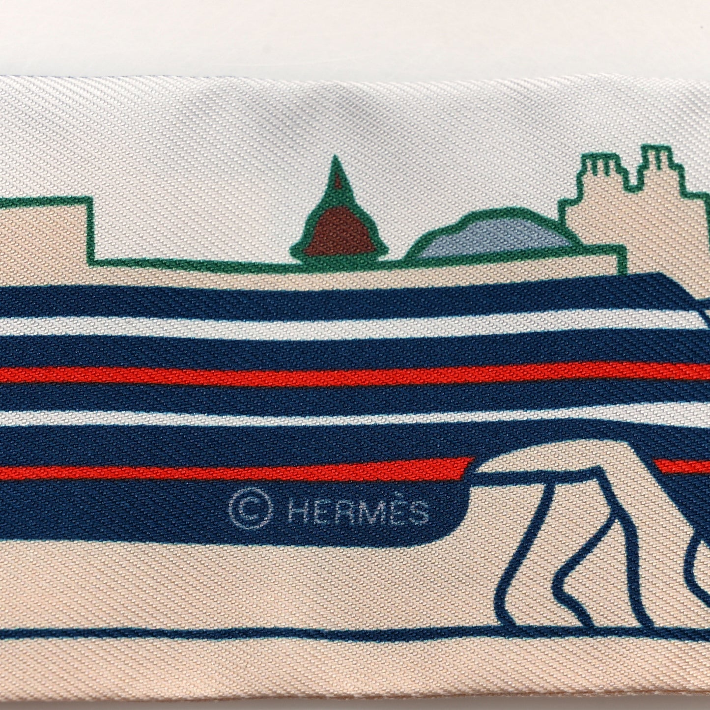 Silk Les Chiens Parisiens Twilly Creme Bleu Vert