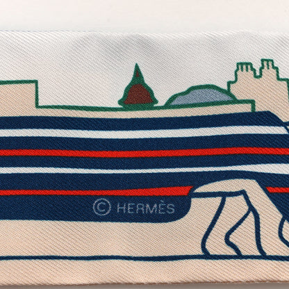 Hermes Silk Les Chiens Parisiens Twilly Creme Bleu Vert 3 of 4
